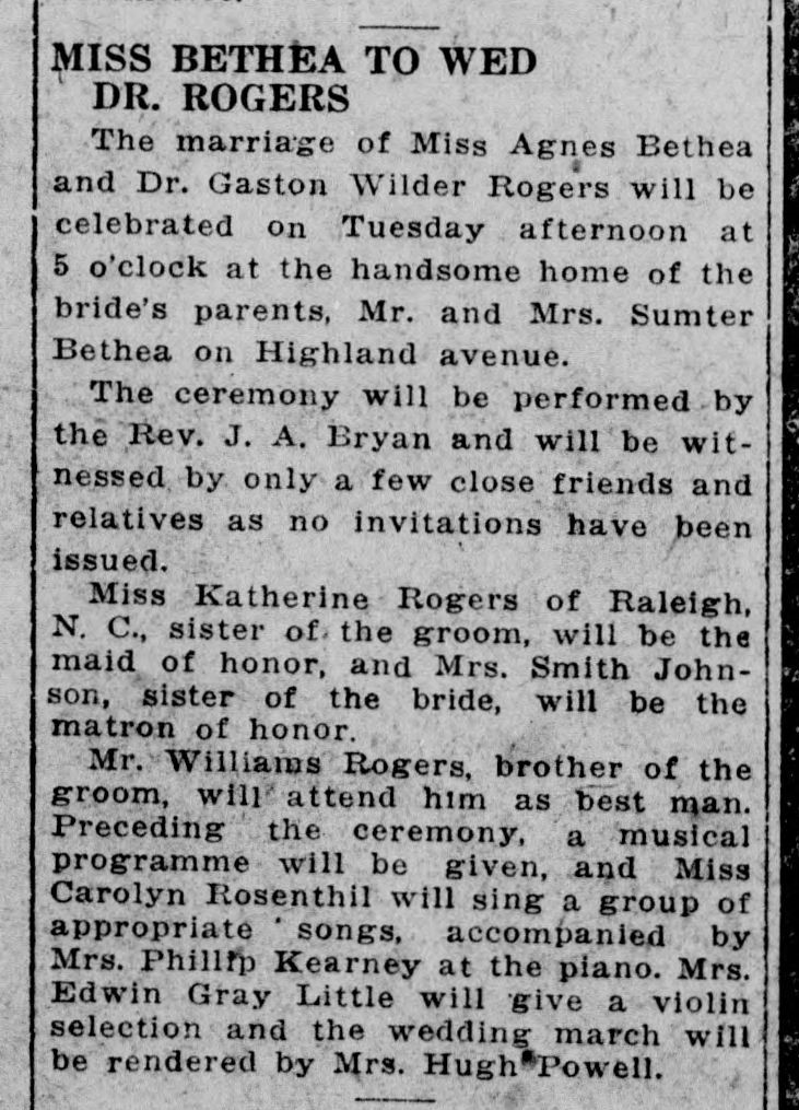 Agnes Bethea-Dr. Gaston Wilder Rogers